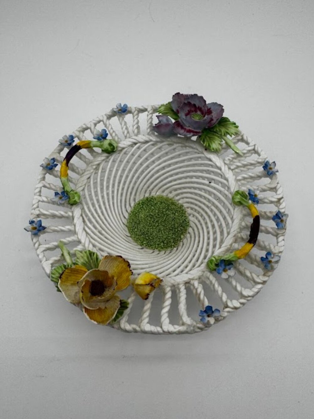 Vintage Denton China England Bone China Flower Basket Reticulated